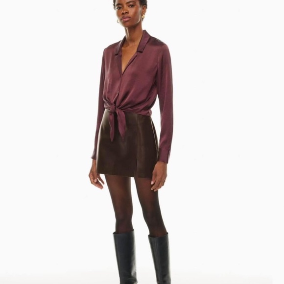 Aritzia satin tie-front blouse - Picture 1 of 2
